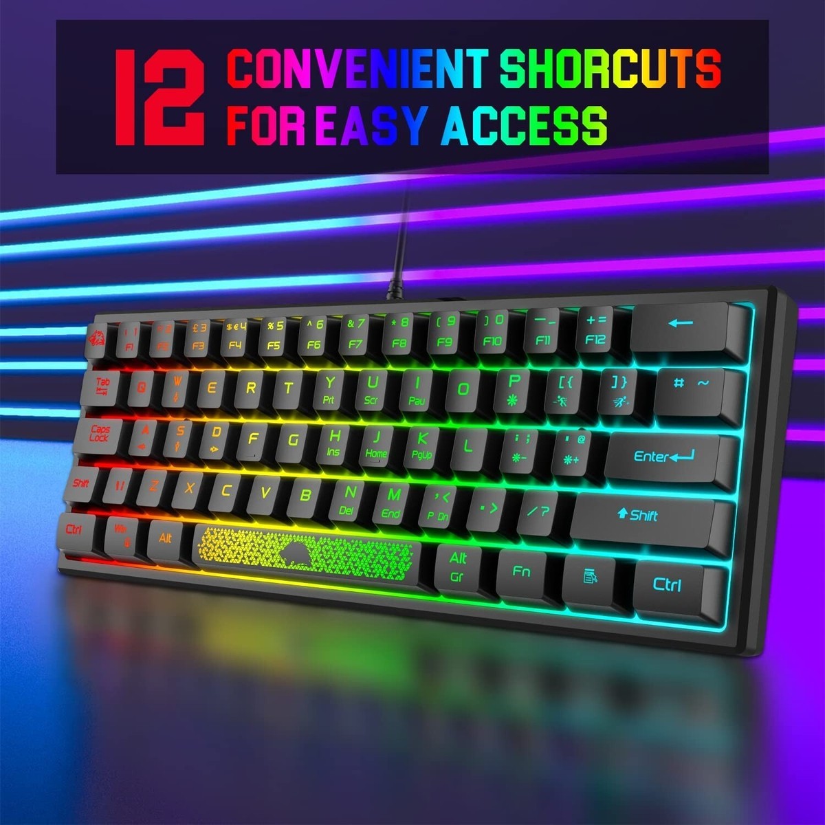 ZIYOU LANG K61 60% Gaming Keyboard RGB Backlit for PS4 XBOX PC