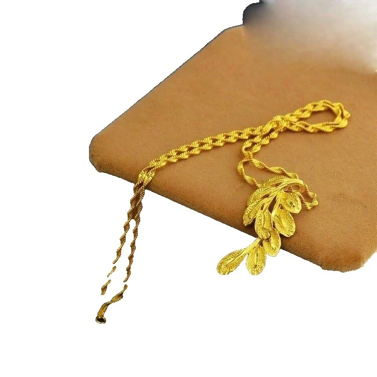 Encanto de plumas Amarillo Oro Lleno Moda Collares y Colgantes