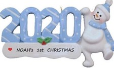 Personalized 2020 Single Snowman Boy First Christmas Ornament