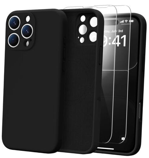 for iPhone 16 Pro Max Case with 2 Screen Protectors - Compatible with Black