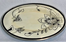 Gorham Evening Bloom Oval Tray Handcrafted Hand-painted Design