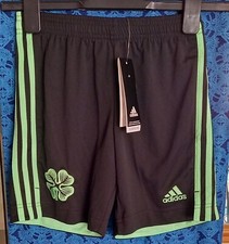 RARE New With Tags adidas Celtic FC 2020/21 Third Kit Black Green Shorts Clover