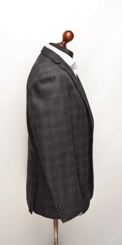 Ermenegildo Z Zegna Charcoal Windowpane Check Wool 2Btn Blazer IT 52L UK,US 42L - Изображение 4 из 4