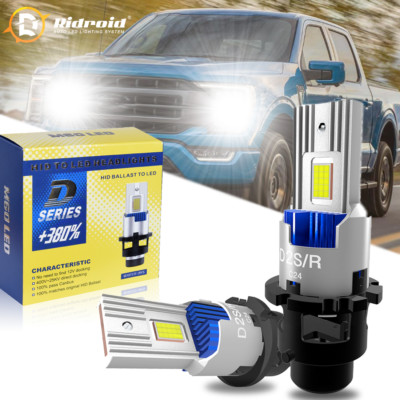 Pair RIDROID D2S D2R LED Headlight Bulb Replace HID Xenon Super 6000K Conversion