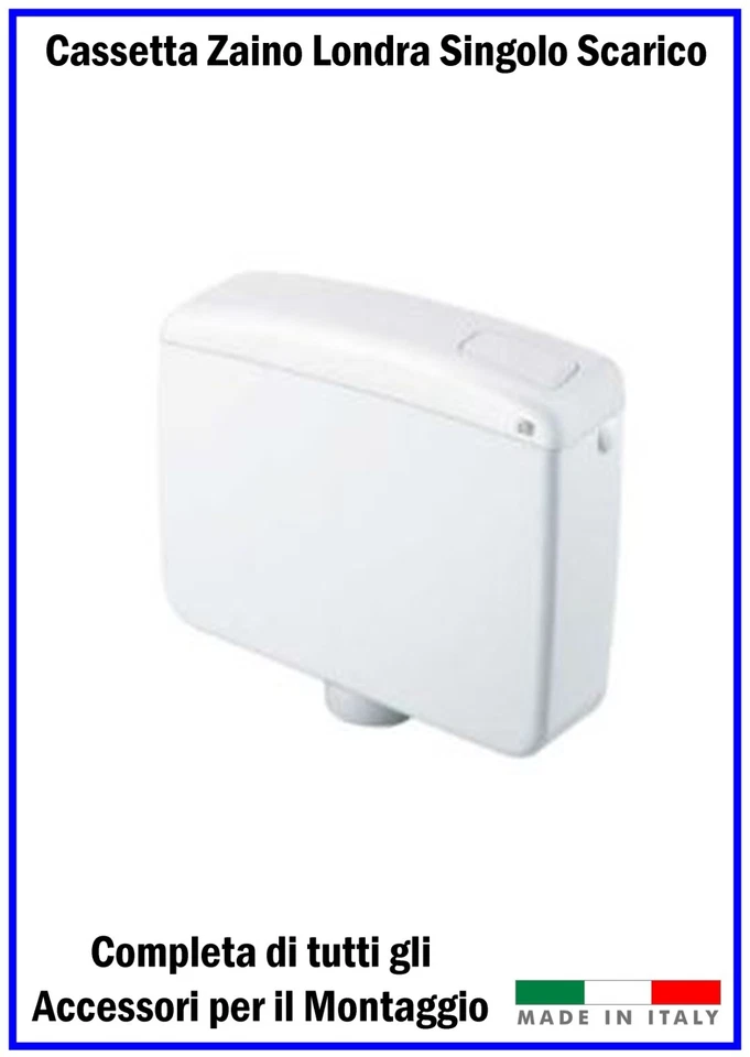 Cassetta Esterna Wc Singolo Scarico Zaino Londra Bianca per Bagno con Accessori - Immagine 2 di 4