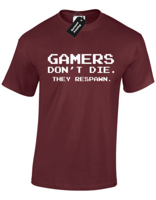 GAMERS DONT DIE HERREN T-SHIRT RESPAWN ARCADE BATTLEFIELD PC VIDEOSPIEL GEEK