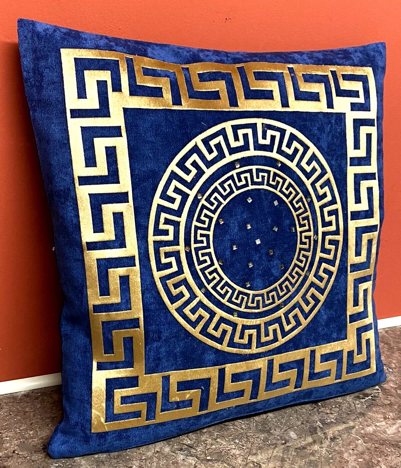 "Funda de almohada decorativa de piedra de cristal con borde de varios círculos griegos de 17""" Foto 3 de 3