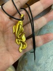 NEW*RARE*GORGEOUS GREEN CARNELIAN JADE天然玛瑙绿玉银镀金GOLDS925 GOLDFISH LEATHERNECKLACE — photo 4