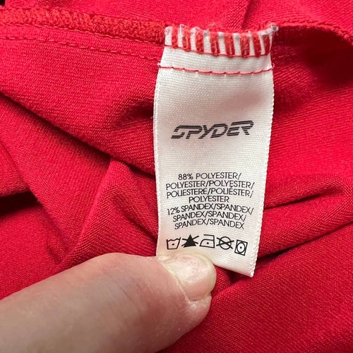 Spyder Fleece Tee Long Sleeve Embroidered Red Heavy Weight US Kids Large - Picture 7 of 10