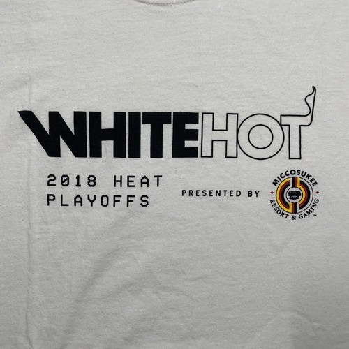 2018 Heat Playoffs White Hot Heat Miami Miccosukee T-Shirt Sz XL - Picture 2 of 6