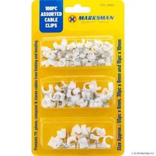 100 Cable Clips 6mm 8mm 10mm Round White Plastic Electric Wire Set Wall