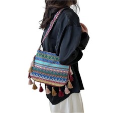 Boho Chic Crossbody Bag With Tassels Colorful Small Bohemian Bag For Women