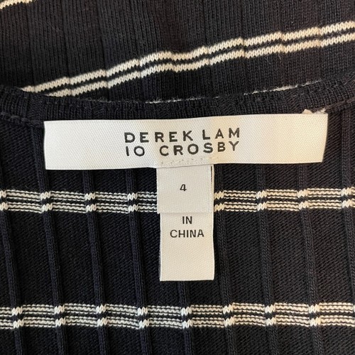 DEREK LAM 10 CROSBY NAVY WHITE STRIPED LAYERED SCOOP NECK TANK DRESS SIZE 4 - Picture 10 of 12