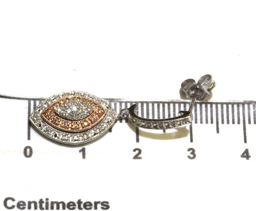 New 925 sterling silver 10k rose gold .25ct diamond earrings dangle earrings - Imagen 10 de 10