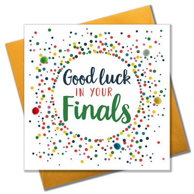 Good Luck in your Finals Card, Dots, Embellished with pompoms | eBay UK