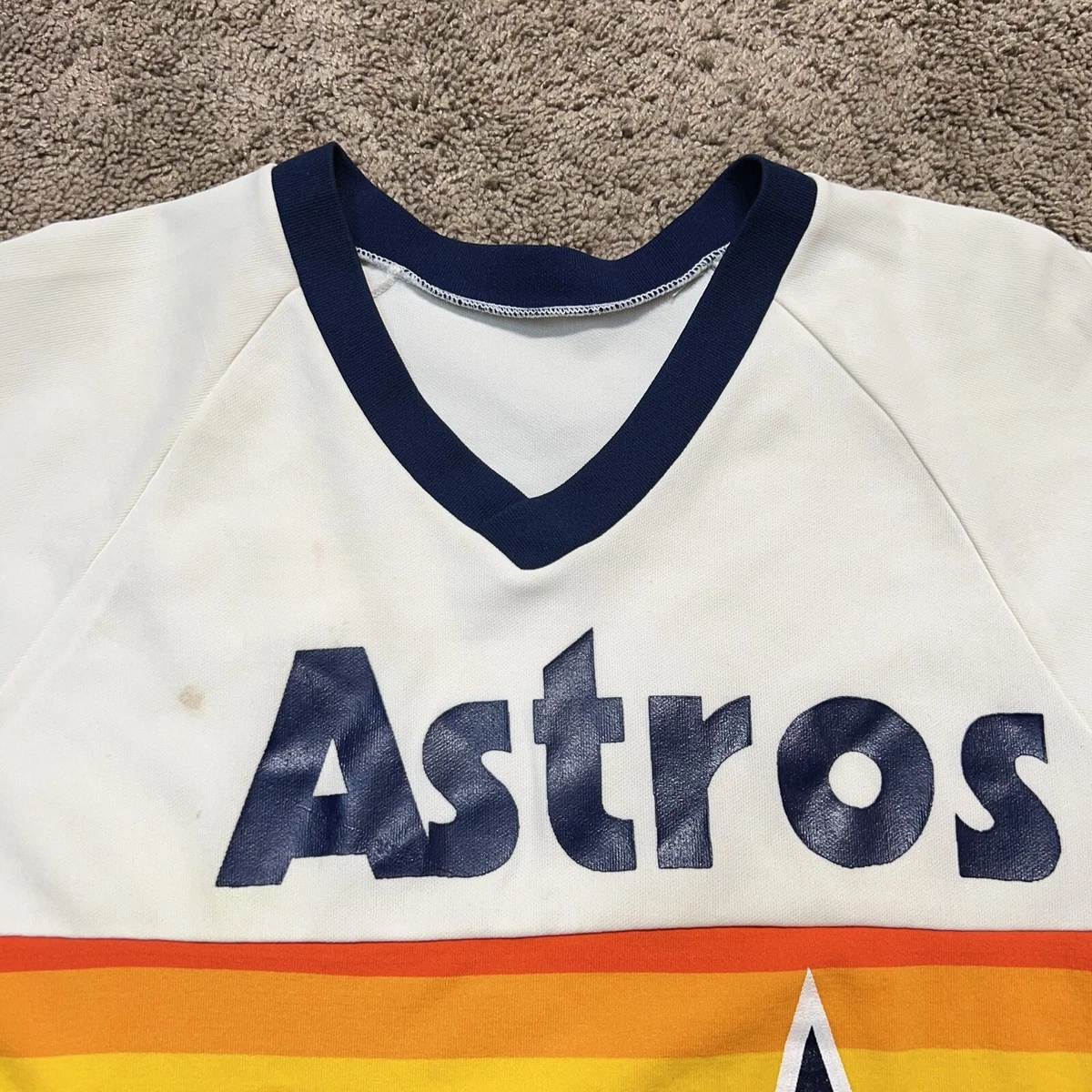 Vtg Houston Astros Sand Knit Rainbow Sunrise Baseball Jersey Size