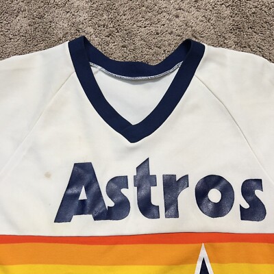 Vtg Houston Astros Baseball Jersey Size Medium Sand Knit Rainbow