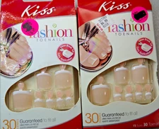 Lot of 2 Packs Kiss Toenails French Bahamas Glue-On