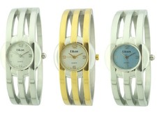 NEW-EIKON SILVER OR GOLD OR TWO 2 TONE BRACELET,CUFF,BANGLE WATCH EK-2028-3F10