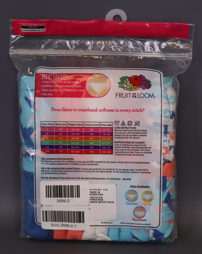 Fruit of the Loom Girls Cotton Bikini Underwear - 10 Pack / Size 12 - Picture 2 of 3