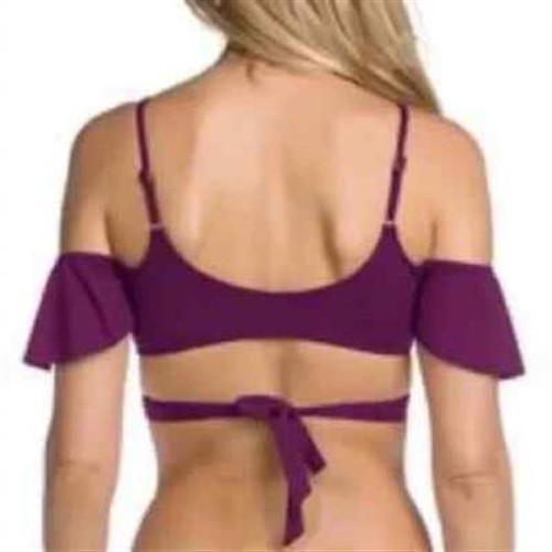 NWOT Becca S Off-Shoulder Strappy Bikini Swim Top & Bottom Purple 123339 - Picture 5 of 6