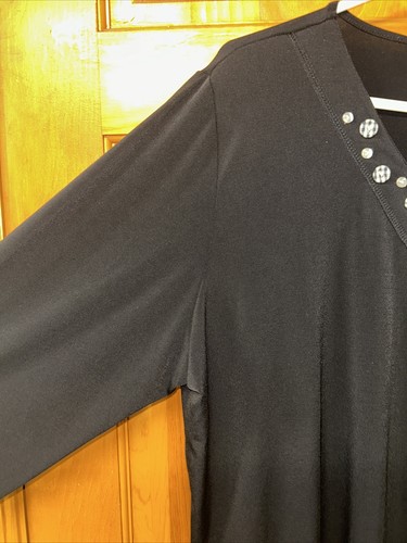 Women's Bon Worth Black Blouse with Buttons around Neckline XL - Picture 5 of 11