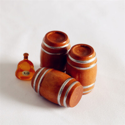 3PC Dollhouse Miniature 1:6 Scale Beer Barrels Bar Kitchen Wine Cellar Keg 11.5''
