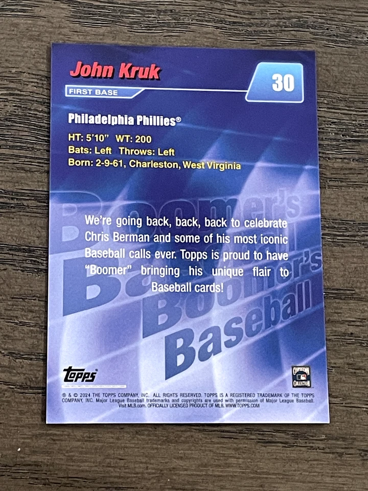 2024 Topps X Chris Berman Purple John Kruk #30 Philadelphia Phillies /25 - Image 2 of 2