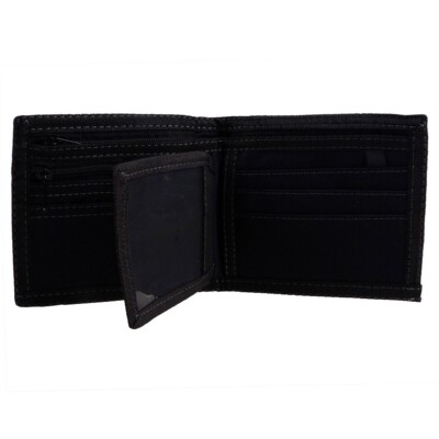 RED X Mens Black Denim Bi-Fold Sports Zip Wallet Cards Coins