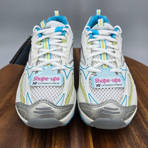 Skechers Shape Ups Shoes Women's 7 White Light Blue Leather Athletic Sneakers - Picture 2 of 7