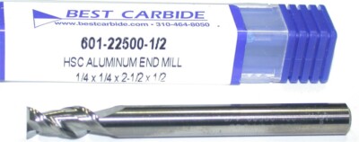 Best Carbide 601-22500-1/2 1/4'' Diameter 2-Flute Carbide End Mill New