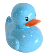 LARGE FAB FINDS RUBBER DUCK COLLECTIBLE POWDER SKY BLUE SHIMMER JEEP 6"X5"
