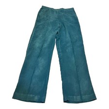 Alfred Dunner Teal Blue Green Velvet Lounge Pants Velour 10 Stretch Pull On