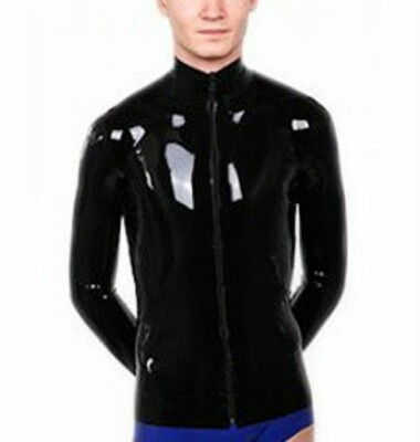 #ad Latex Catsuit GummI Rubber Top Long Sleeves Classic High Collar Customize 0.4mm $75.99