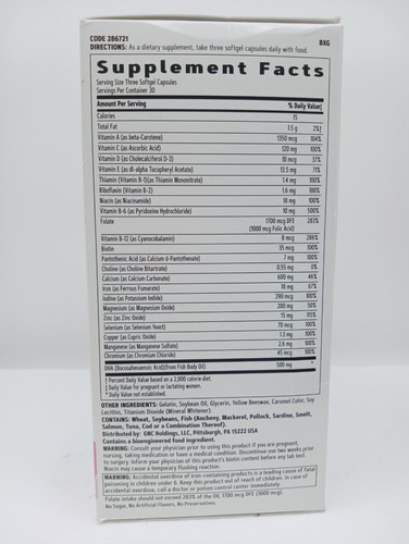 GNC Women's Multivitamin Prenatal Formula DHA & Iron 90 Count Soft Gels 11/25 - Picture 2 of 3
