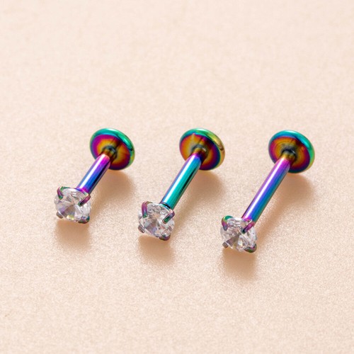 Titanium Ear Helix Tragus Cartilage Earring Lip Crystal Bar Stud Body Piercing ↕ - Picture 11 of 26