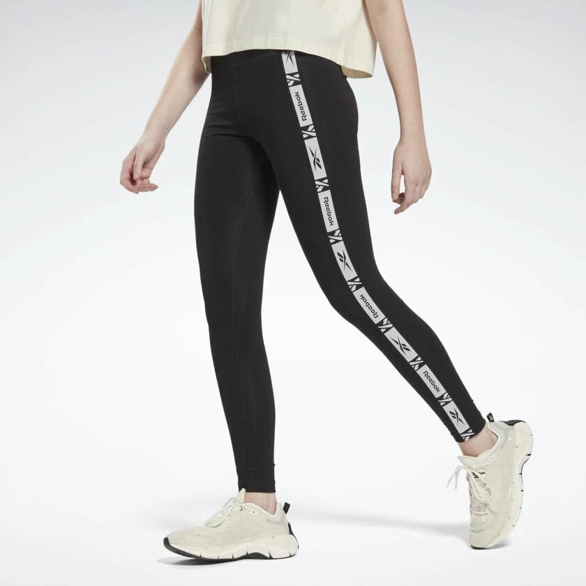 Reebok Tape Mid-Rise Workout Leggings Running Pant Gym Yoga Pants