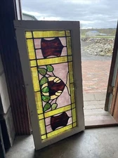 SG 4717 antique Stained Glass Transom Window 20.5 x 40.5