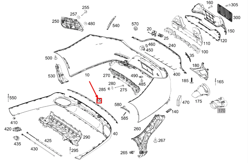 NEW MERCEDES-BENZ CLS C257 REAR BUMPER LOWER TRIM STRIP 