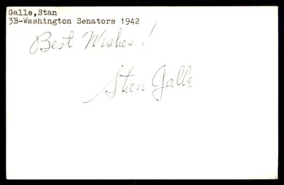 Stan Galle Baseball Index Card Signed Auto Autograph (no COA) *e1