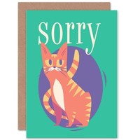 Birthday Sorry Cat Animal Blank Greeting Card With Envelope