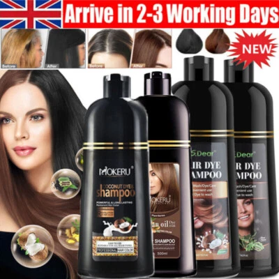 MOKERU 500ml Hair Dye Shampoo Natural Herbal Permanent Instant Dye Hair Color Shampoos
