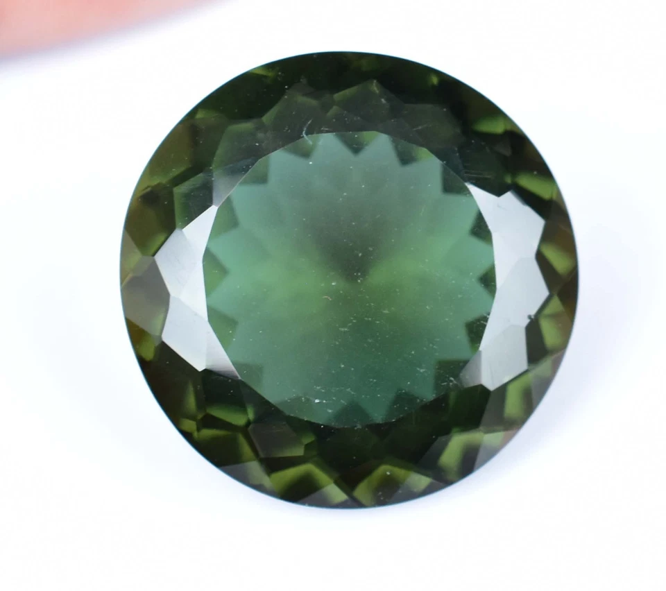 25.00 Ct Natural Greenish Moldavite Round Cut Certified Flawless Loose Gemstone - Image 3 of 4