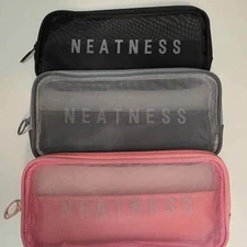 Framendino 3-Pack Mesh Makeup Brush Bags Travel Toiletry Organizer Set New