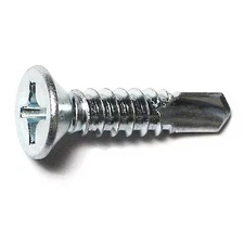 MIDWEST FASTENER 50898 Self-Drilling Screw, #12 x 1 in, Zinc Plated Steel Flat