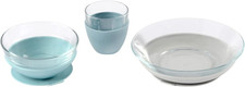 3-Piece Glass Meal Set with Suction Pad, Toddler Plate and Baby Bowls with Sucti