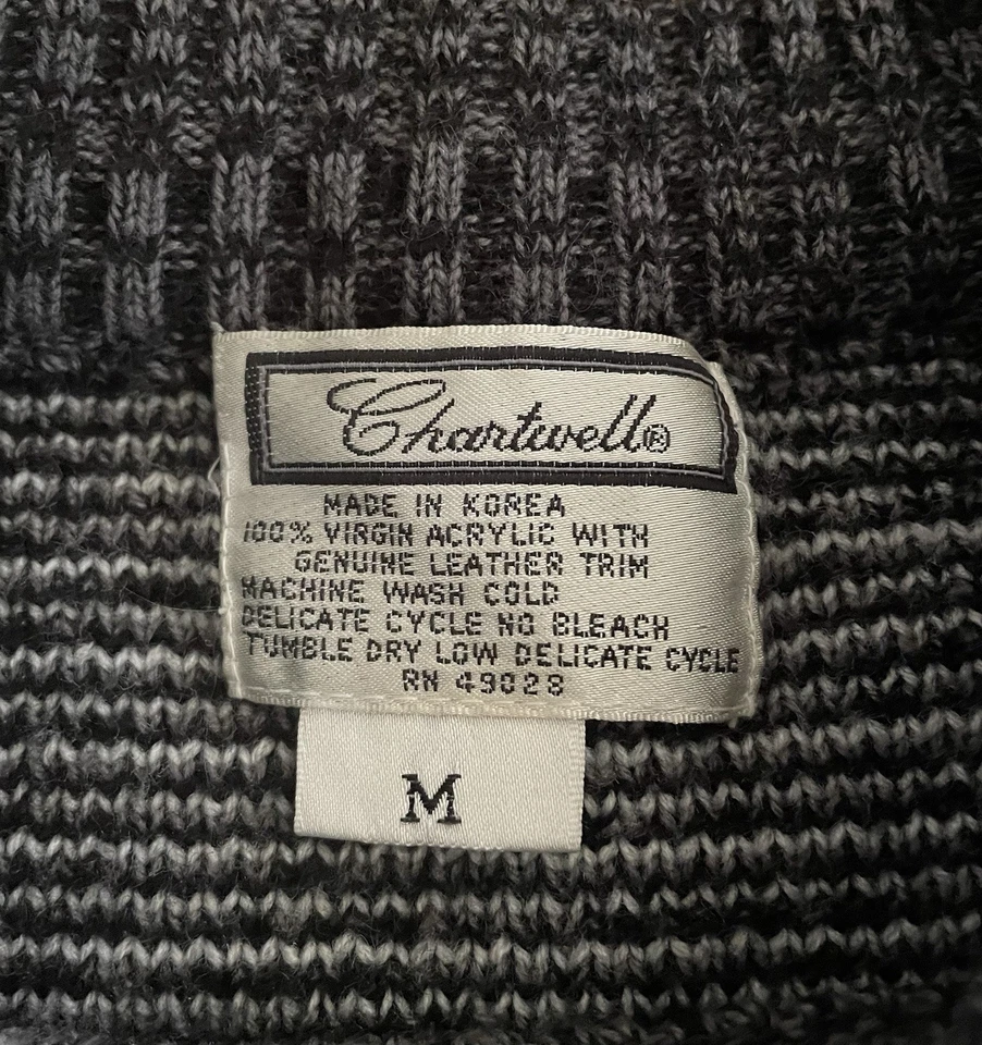 Suéter De Colección Para Hombre Art Deco Renacimiento Cuero Negro Diamante Argyle Punk Metal Hombres M Foto 3 de 3