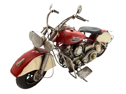 Rustikale Vintage Motorrad Chopper Biker Metall Skulptur Figur Mann Höhle Deko - Bild 5 von 13