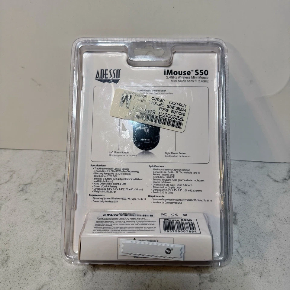 Adesso iMouse S50 - 2.4GHz Wireless Mini Mouse BRAND NEW Wireless Replacement - Image 2 of 3