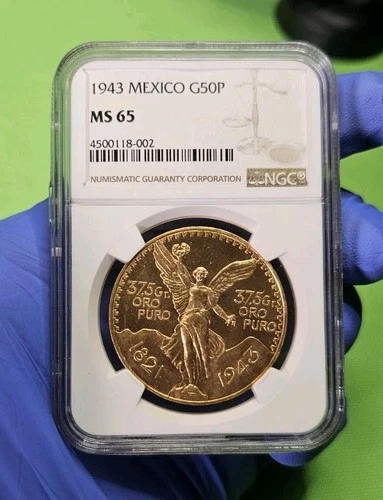 1943 Mexico 50 Pesos Gold Libertad MS65 NGC " High Grade "